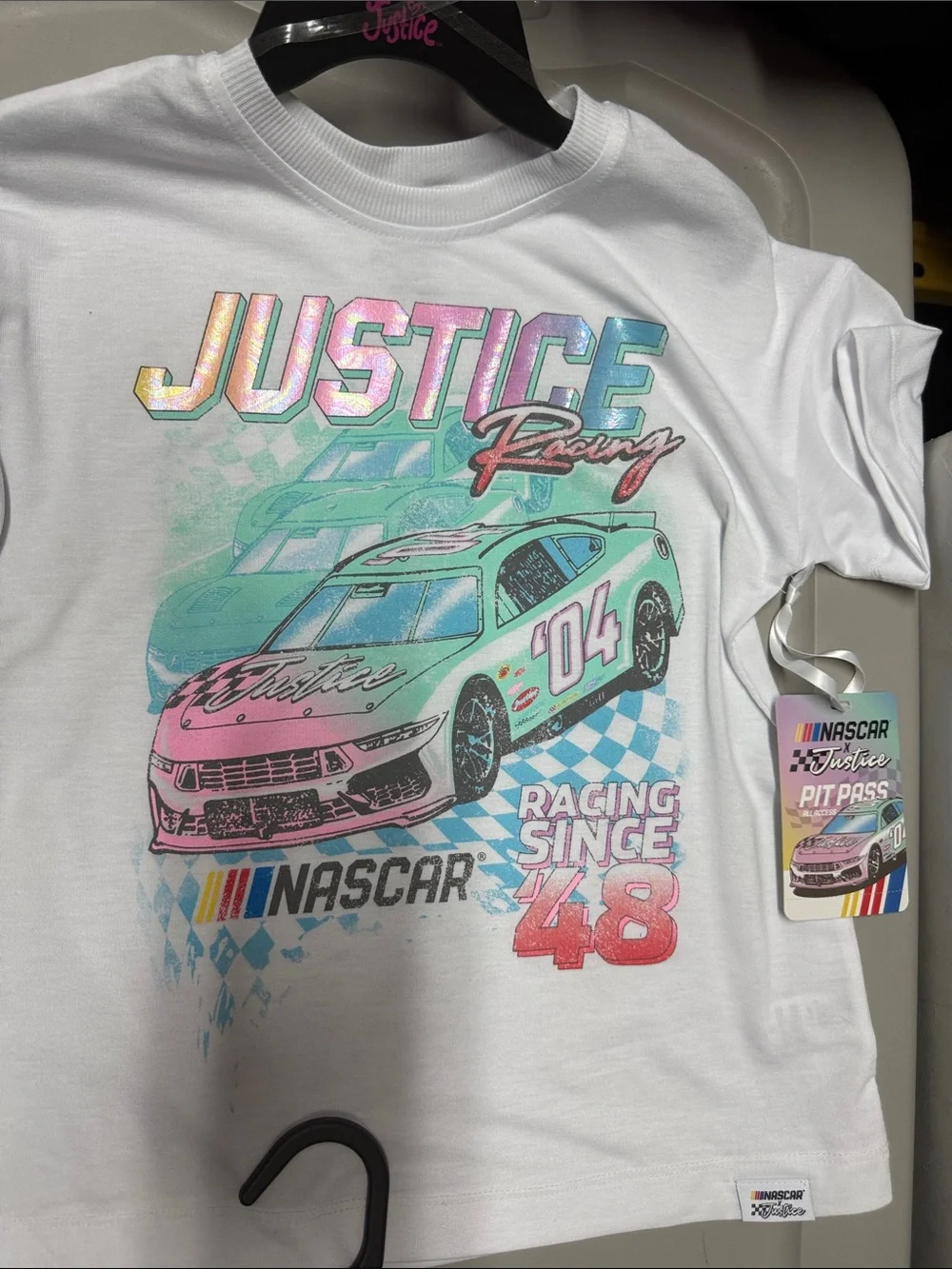 Justice Girls NASCAR Justice set shirts and shirt Xs 5/6 nwt